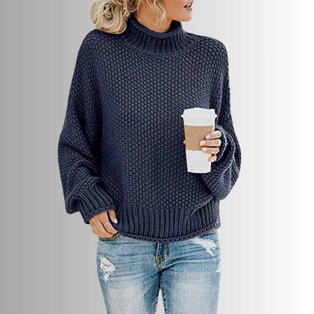 Marta Damski Pulower – Elegancki Sweter z Wysokim Kołnierzem, Miękka Tkanina & Ponadczasowy Design