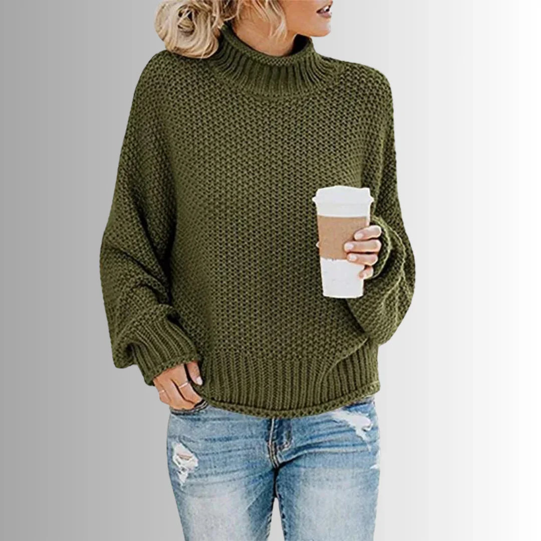 Marta Damski Pulower – Elegancki Sweter z Wysokim Kołnierzem, Miękka Tkanina & Ponadczasowy Design
