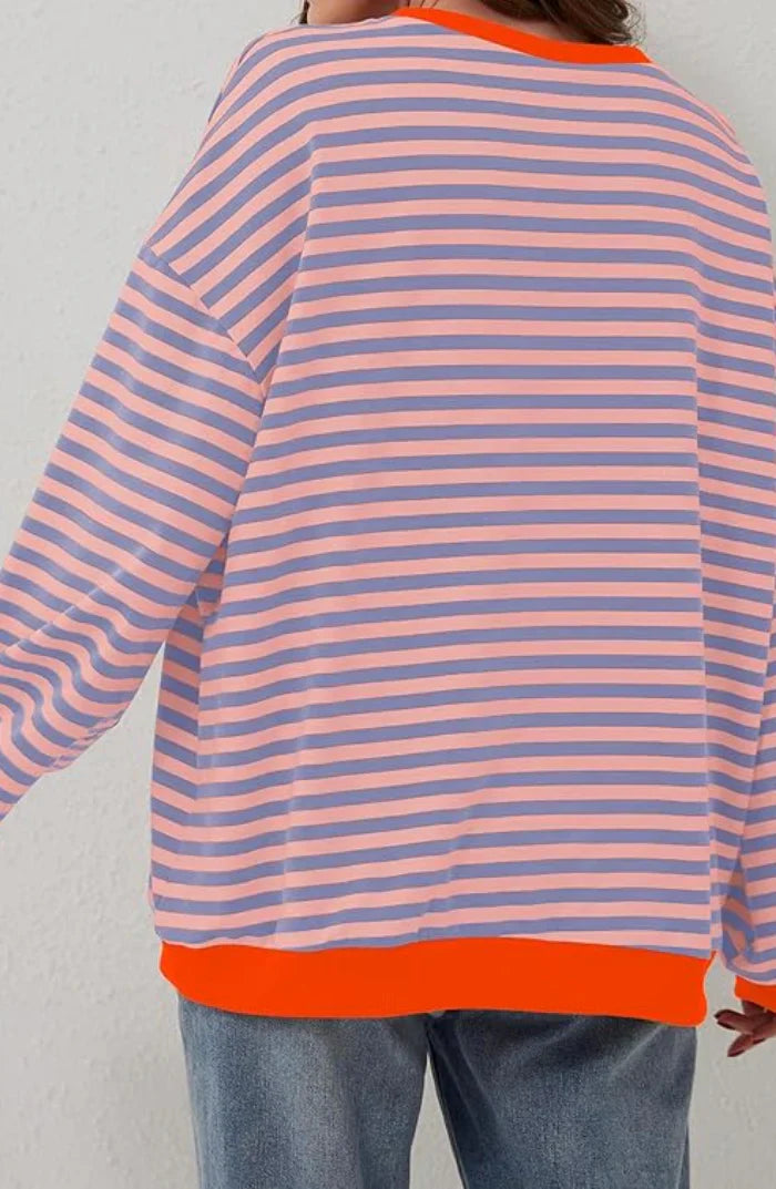 Mila Bluza Oversize – Wygodna Bluza z Klasycznymi Paskami i Kontrastowymi Szczegółami