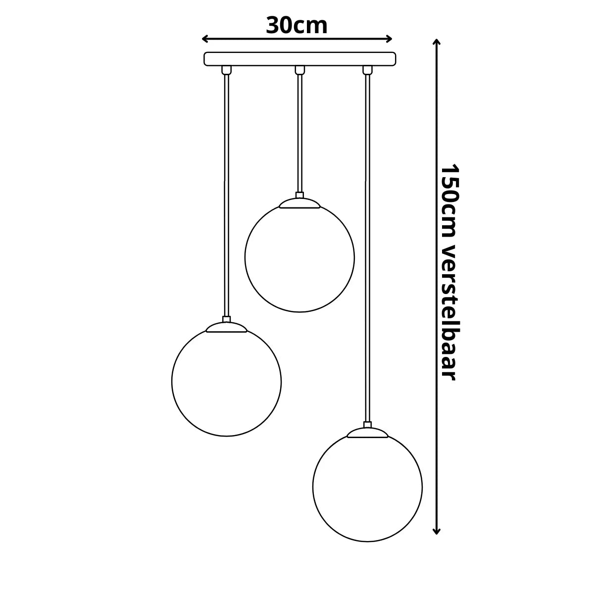 Lampa Wisząca 3-Punktowa Kule Szkło Dymione Czarna Industrialna Salon Jadalnia LED