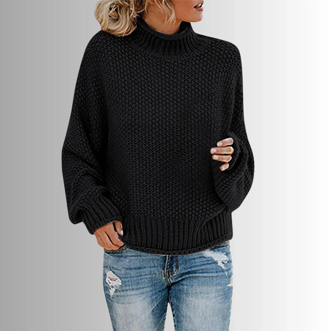Marta Damski Pulower – Elegancki Sweter z Wysokim Kołnierzem, Miękka Tkanina & Ponadczasowy Design