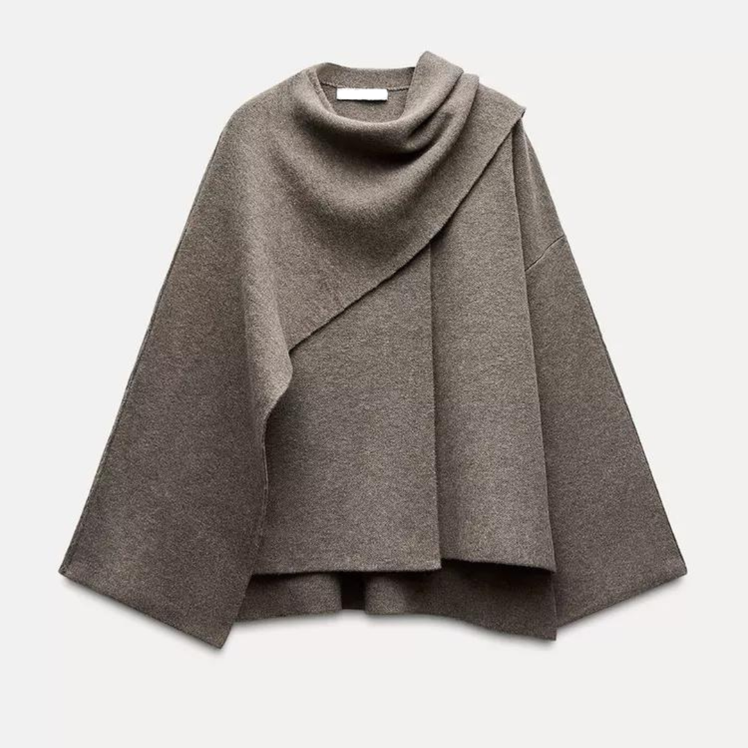Emma Poncho Damskie – Asymetryczne z Wełny, Eleganckie i Idealne na Zimowe Ogrzanie