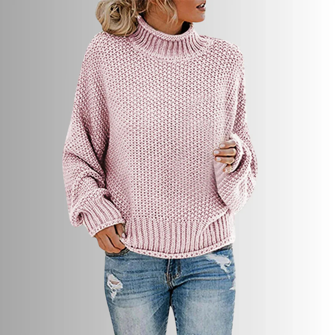 Marta Damski Pulower – Elegancki Sweter z Wysokim Kołnierzem, Miękka Tkanina & Ponadczasowy Design