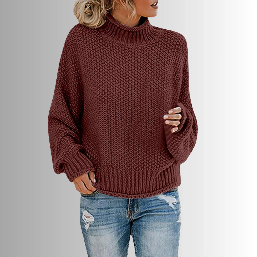 Marta Damski Pulower – Elegancki Sweter z Wysokim Kołnierzem, Miękka Tkanina & Ponadczasowy Design