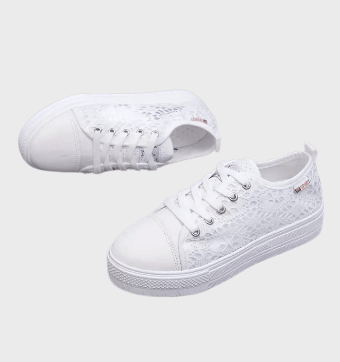 Damskie Sneakersy Alena – Białe Buty Sznurowane z Oddychającym Materiałem i Antypoślizgową Podeszwą