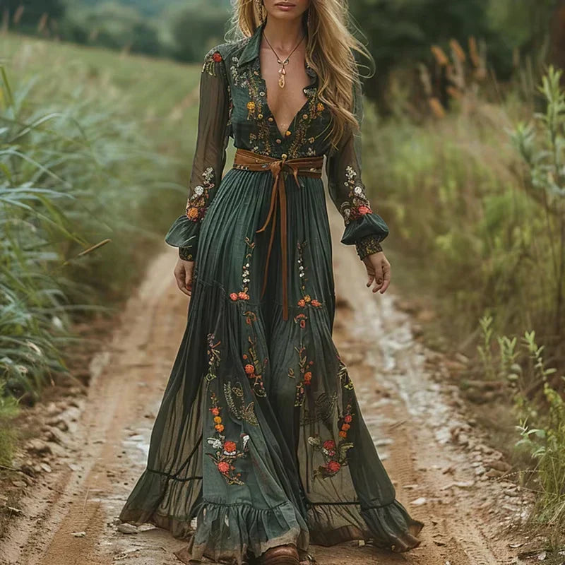 Eliana Sukienka Maxi Boho – Sukienka z Falbanami dla Kobiet, Styl Casual i Elegancki
