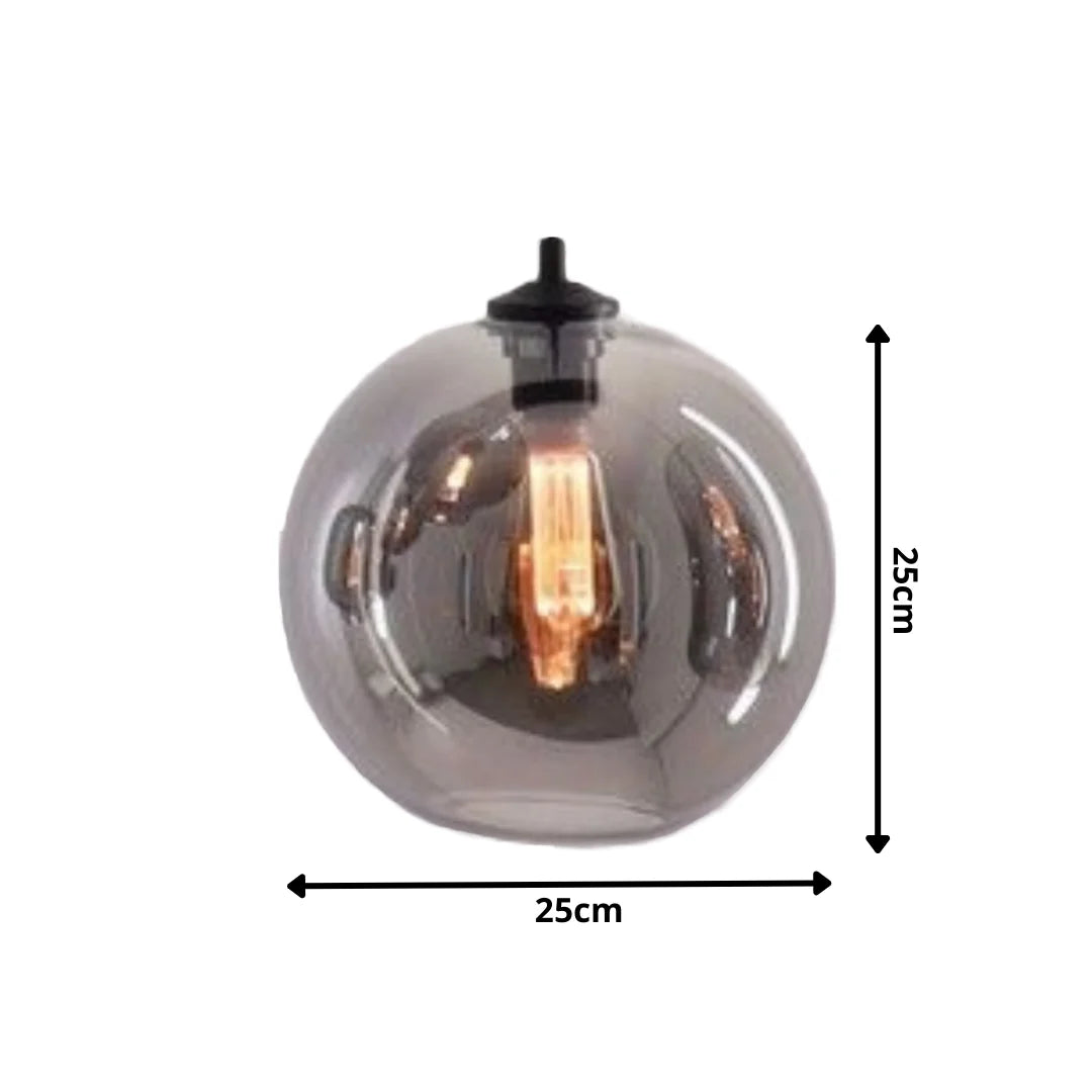 Lampa wisząca 3-punktowa Kule Szkło Dymione Industrialna Salon Jadalnia Smoke Czarna Szara