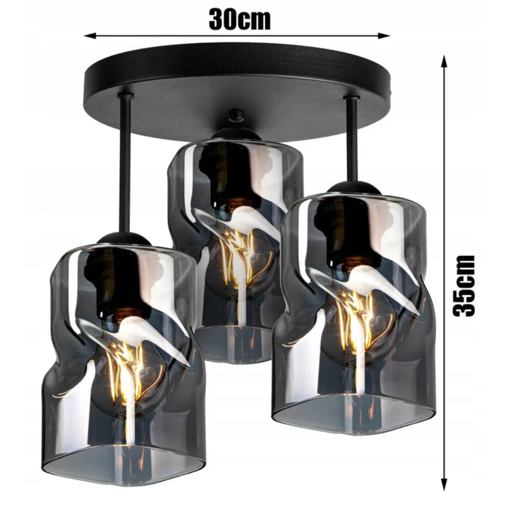 Lampa Sufitowa Twistlux 3-Punktowa Industrialna Czarna – Plafon Metalowy E27 LED
