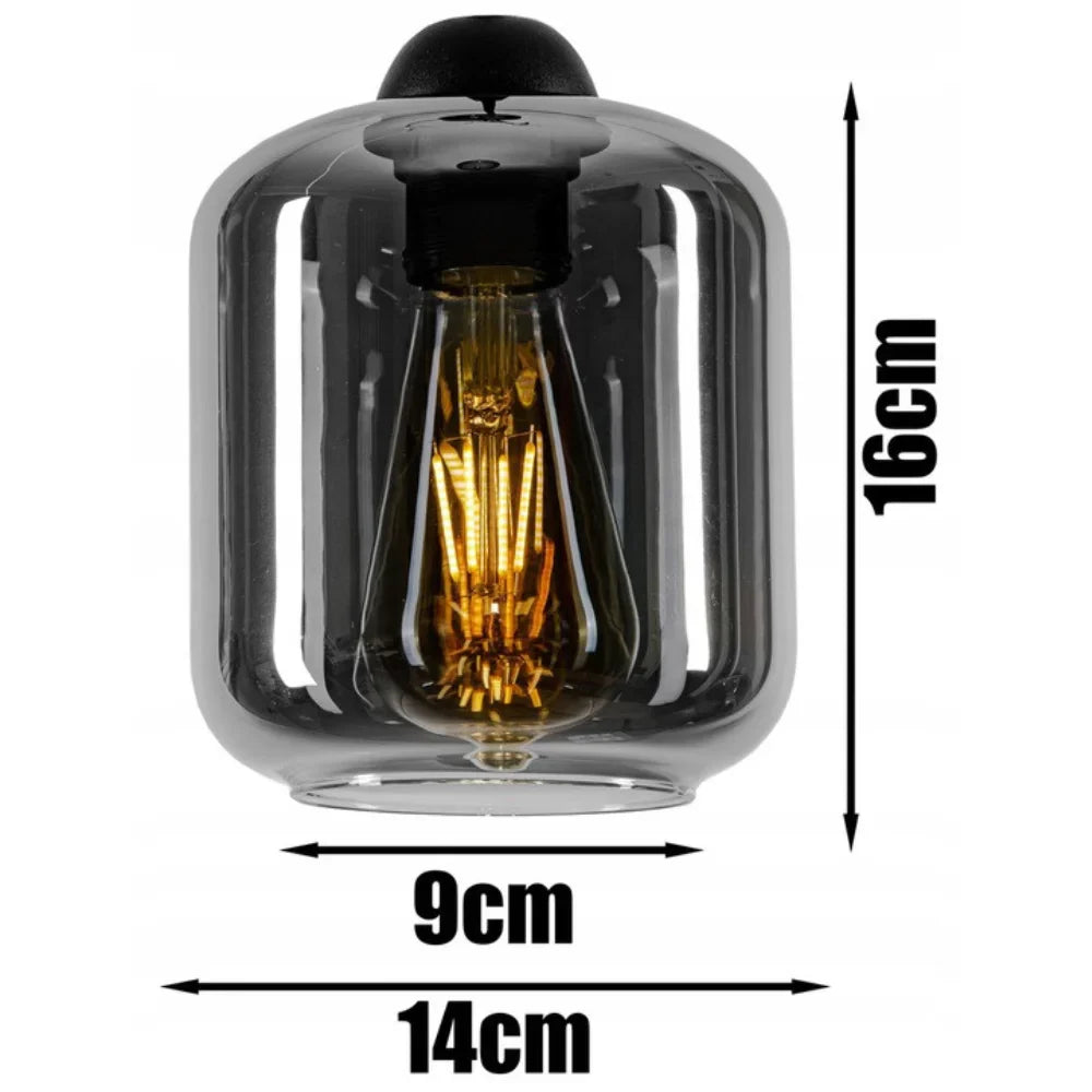 Lampa Wisząca Podłużna 3-Punktowa Szkło Dymione Czarna Nowoczesna LED Salon Kuchnia 60cm