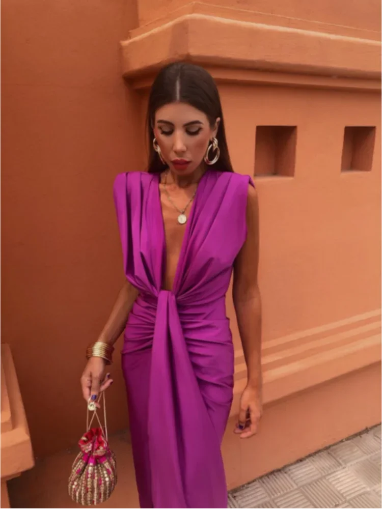 Isabella Długa Sukienka Damska – Elegancka Sukienka z Odkrytymi Plecami na Ślub, Wieczór i Stylowe Lato