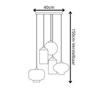 Lampa Wisząca 5-Punktowa Szklane Klosze Dymione Czarna Industrialna LED Salon Jadalnia