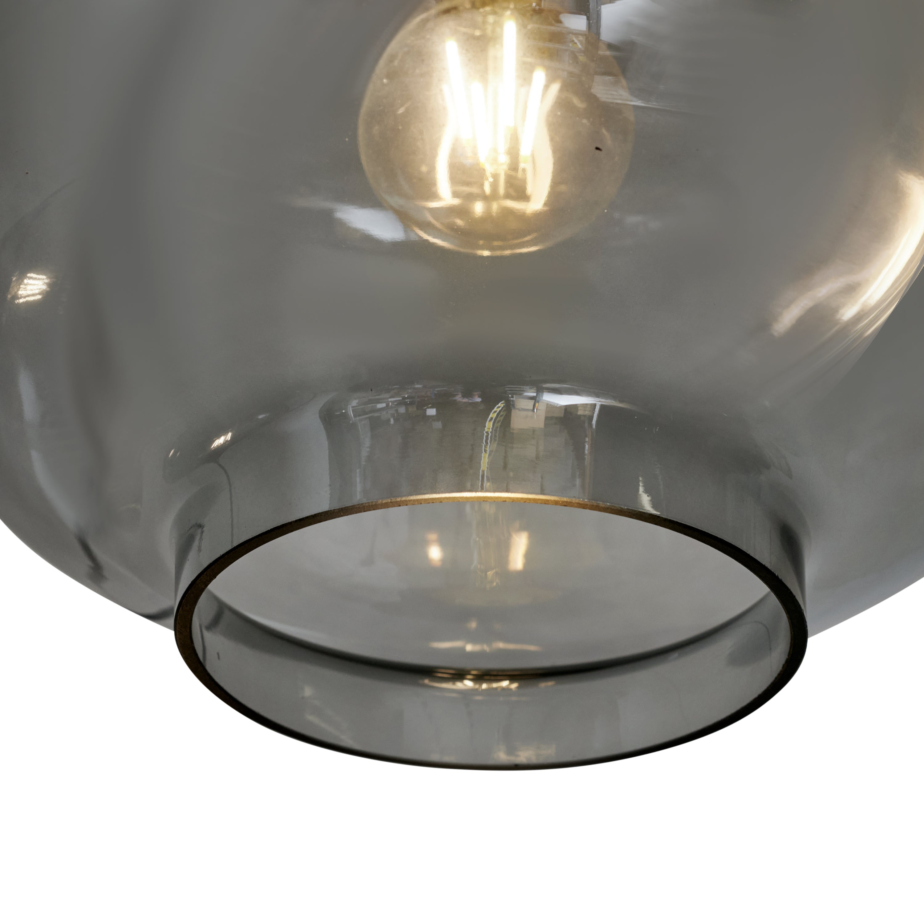 Lampa Wisząca 5-Punktowa Szklane Klosze Dymione Czarna Industrialna LED Salon Jadalnia