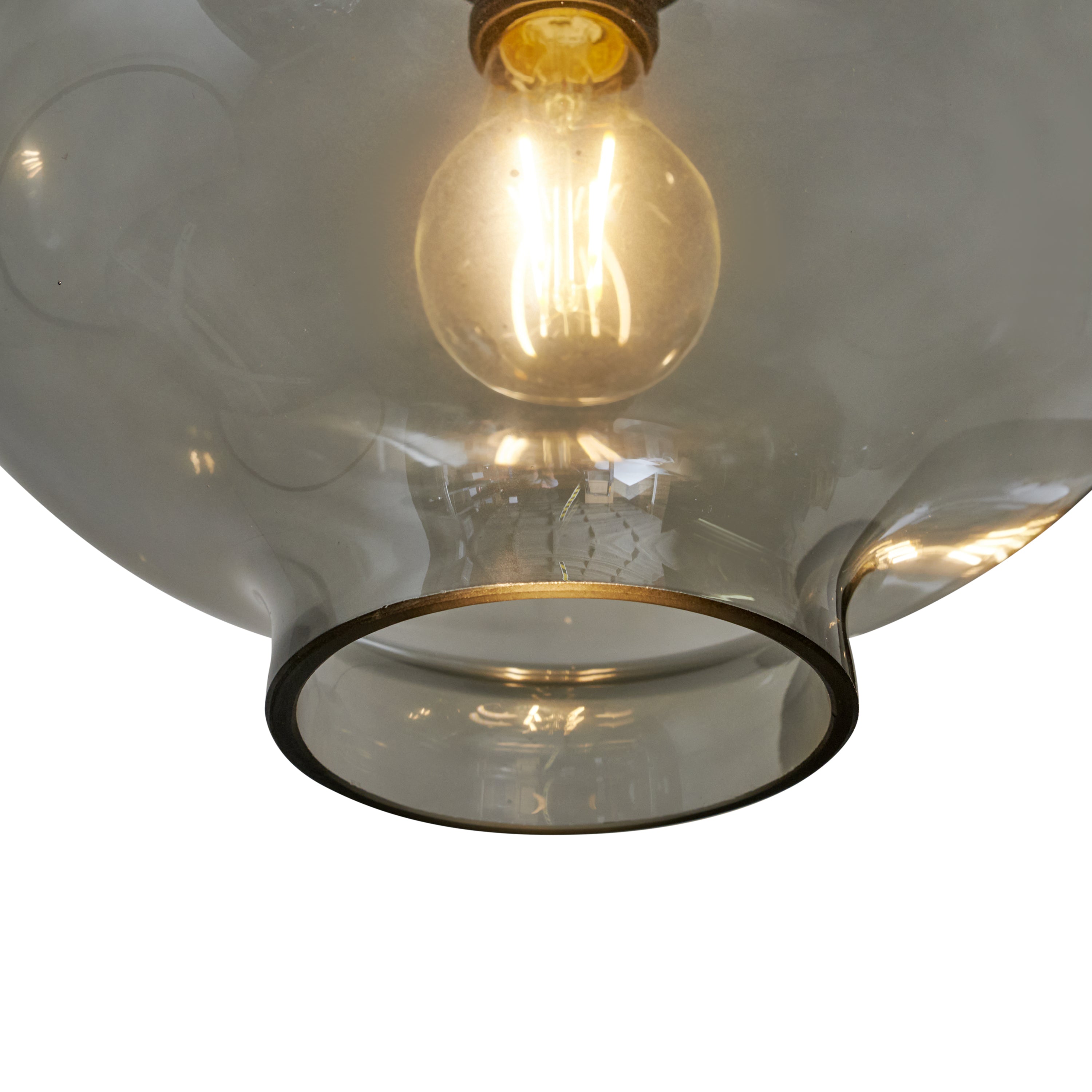 Lampa Wisząca 5-Punktowa Szklane Klosze Dymione Czarna Industrialna LED Salon Jadalnia