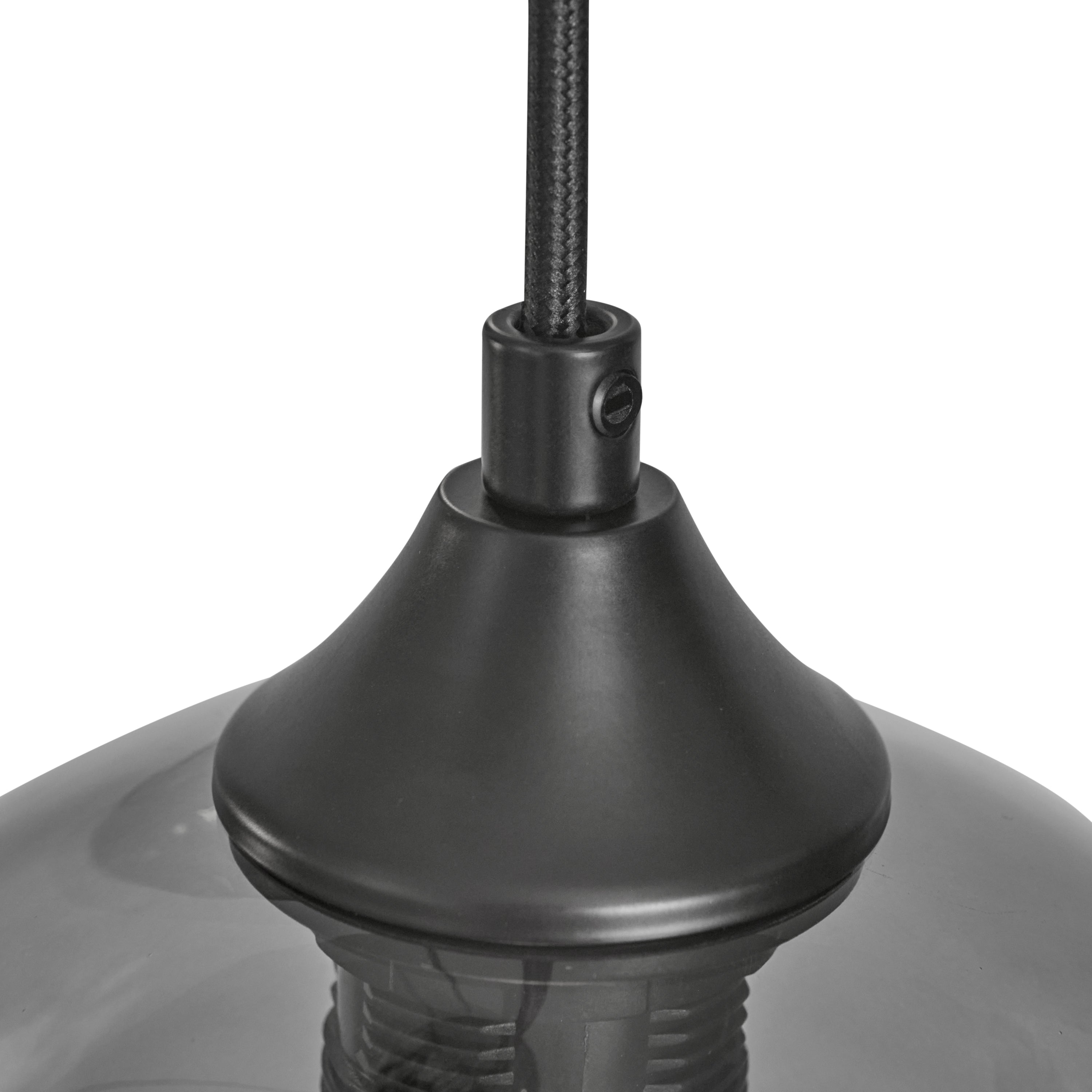 Lampa Wisząca 3-Punktowa Kule Szkło Dymione Czarna Industrialna Salon Jadalnia LED