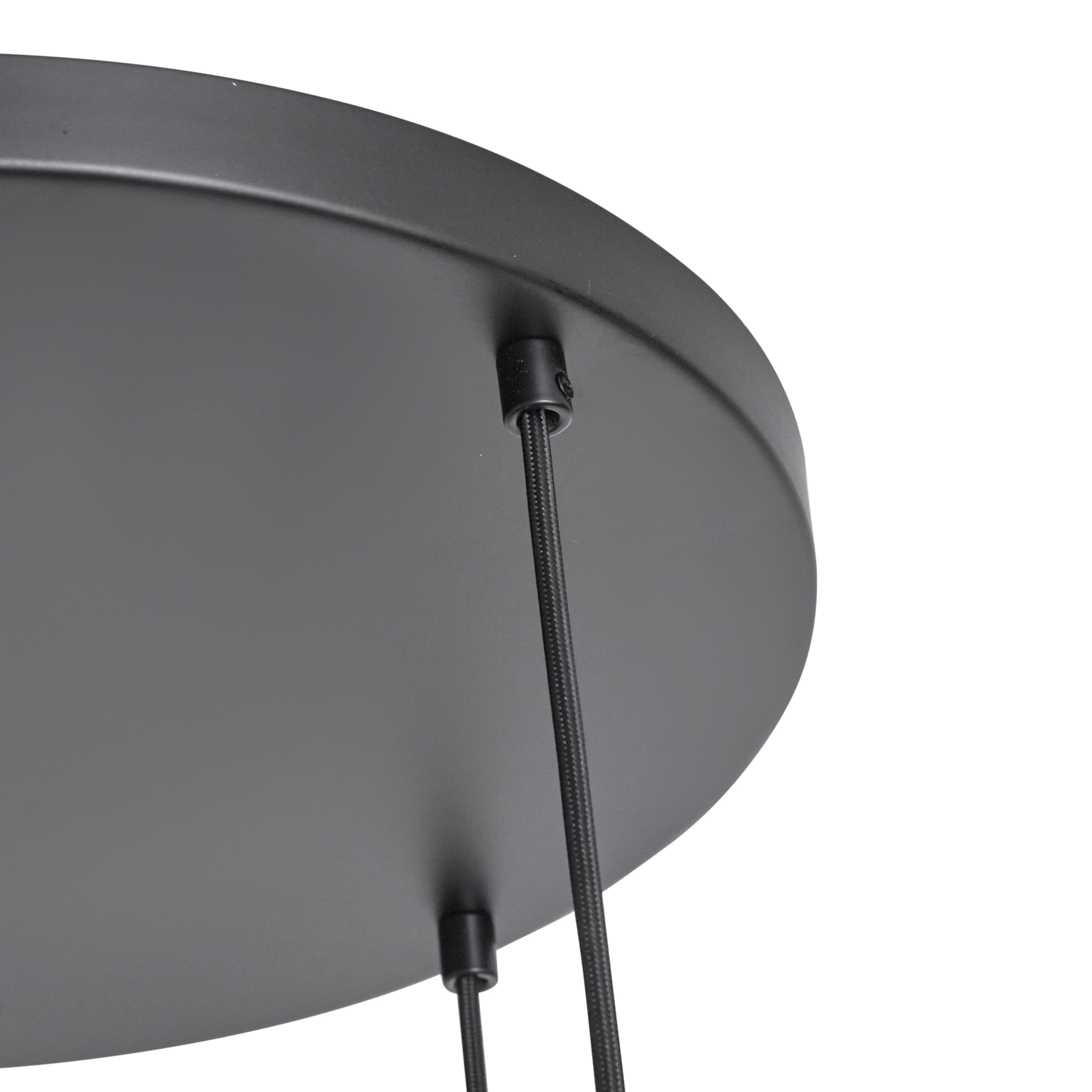 Lampa Wisząca 5-Punktowa Szklane Klosze Dymione Czarna Industrialna LED Salon Jadalnia
