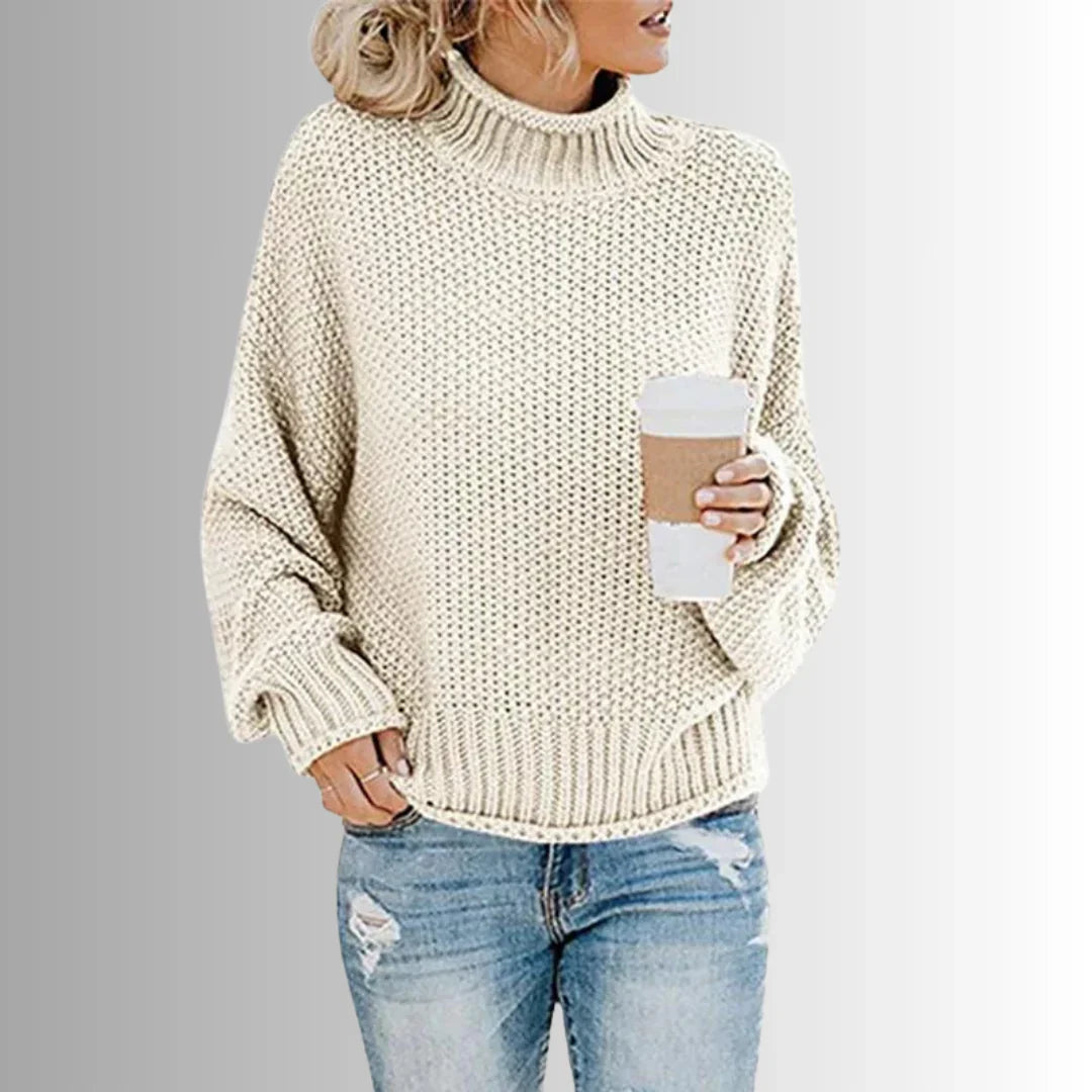 Marta Damski Pulower – Elegancki Sweter z Wysokim Kołnierzem, Miękka Tkanina & Ponadczasowy Design