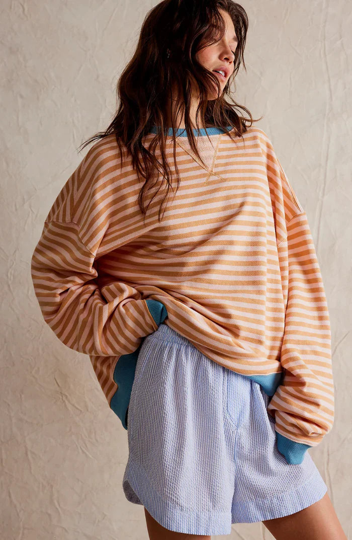 Mila Bluza Oversize – Wygodna Bluza z Klasycznymi Paskami i Kontrastowymi Szczegółami