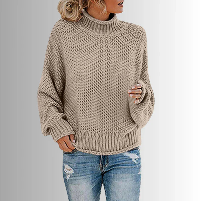 Marta Damski Pulower – Elegancki Sweter z Wysokim Kołnierzem, Miękka Tkanina & Ponadczasowy Design