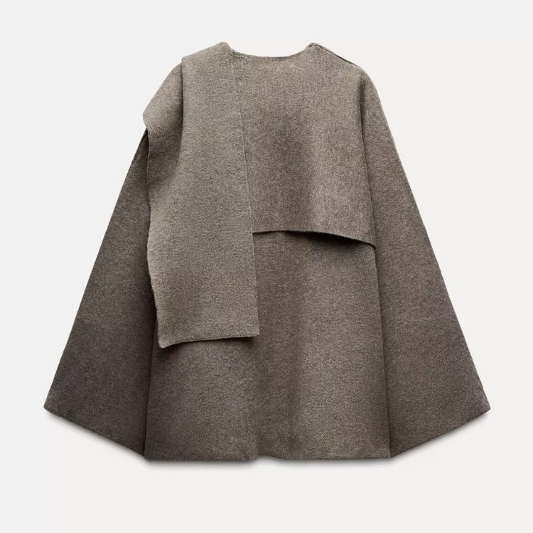 Emma Poncho Damskie – Asymetryczne z Wełny, Eleganckie i Idealne na Zimowe Ogrzanie