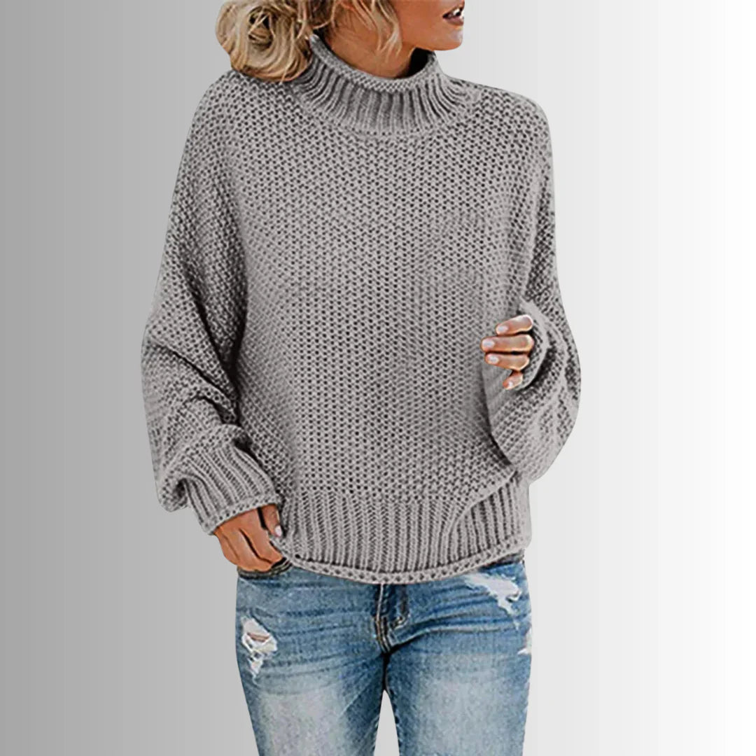 Marta Damski Pulower – Elegancki Sweter z Wysokim Kołnierzem, Miękka Tkanina & Ponadczasowy Design
