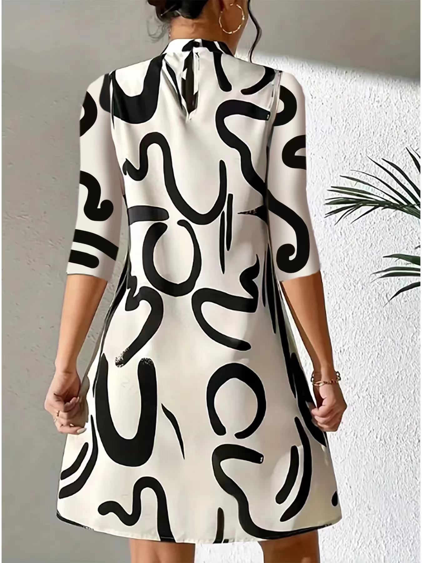Alanna Damska Sukienka – Stylowa & Wygodna Jesienna Sukienka z Modnym Wzorem