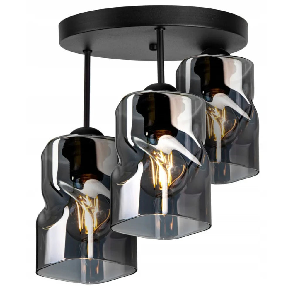 Lampa Sufitowa Twistlux 3-Punktowa Industrialna Czarna – Plafon Metalowy E27 LED