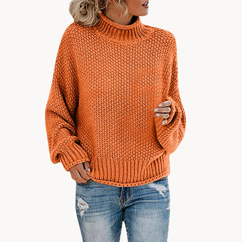 Marta Damski Pulower – Elegancki Sweter z Wysokim Kołnierzem, Miękka Tkanina & Ponadczasowy Design